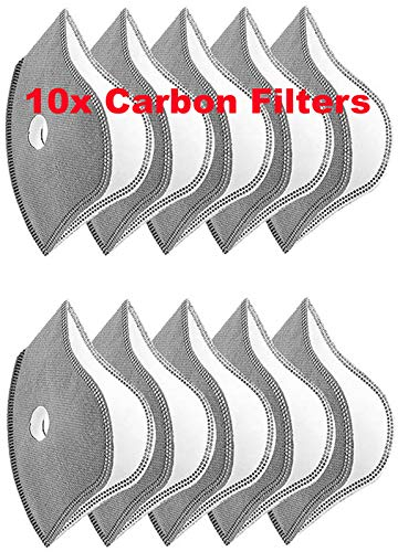 Staubmaske Atemmaske Mundschutz Mundmaske Waschbar Staub Schutz Maske Ersatzfiltern Anti Pollen Allergie Mit Ventil Motorrad Radsport Outdoor aktivitäten 4sold (Only 10XCARBON Filters)