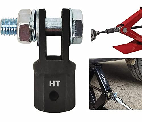 HITEVER 1/2'' Scissor Jack Adapter Drill Adapter for Use with 1/2 Inch Impact Wrench/Impact Gun/Impact Driver or 13/16'' Lug Wrench/Tire Iron, Much Easier and Faster to Raise and Lower Your Car