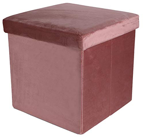 Aufbewahrungsbox Sitzbox Sitzwürfel Sitztruhe Stoff Samt-Optik Sitzhocker faltbar Hocker mit Stauraum 40x40x40cm Altrosa