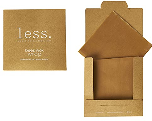 Less. Reusable Beeswax Food Wraps 2 Pack Size L, Biodegradable Alternative to Plastic Wrap, Classic Paper Honey Brown