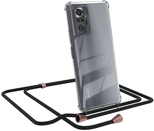 EAZY CASE Handykette kompatibel mit Xiaomi Redmi Note 10 Pro Handyhülle mit Umhängeband, Handykordel mit Schutzhülle, Silikon, Hülle mit Band, Stylische Kette, Hülle für Smartphone, Clips in Rosé