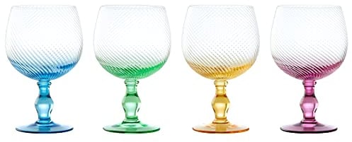 Anton Studio Designs Swirl Handmade Gin Glasses for Wine, Cocktails, or Water - 700 ml - Multi-Coloured - Set of 2 Elegant Cocktail Glasses