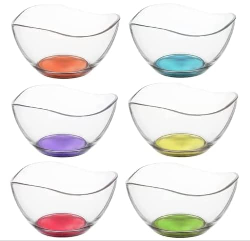 Spring & Autumn 6 TLG Snackschalen Set Glasschale Dessertschale -Schüssel -Glasschalen -Knabberschale-Schale für Eis Dessert Dip- Salat Beilage 6 xSchalen (310 Farbig)