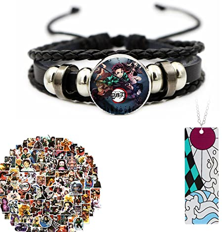 Zaky 22 Stück Demon S. Yaiba Mode Neuheit Koyoharu Gotōge Halskette Armband Aufkleber Set Anime Schmuck Tanjiro Kamado Armband