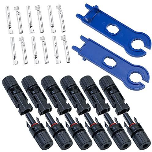 revolt Set kompatibel mit MC4: 26-tlgs. Solarpanel-Stecker-Anschluss-Set mit Spannwerkzeug, IP67 (Solarstecker kompabibel mit MC4, Stecker für Solarkabel, Solarmodul Verbindungskabel)
