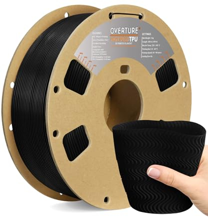 OVERTURE Super Speedy TPU Filament 1.75 mm, 95A, 1kg (2.2 lbs) für High Speed 3D-Drucker (Schwarz)