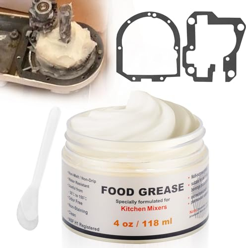 KitchenKipper 4Oz Food Grade Grease for Kitchenaid Stand Mixer, Universally Compatible with Most Stand Mixers - Equipped with Gasket & Spatula - Pack of 1 Can
