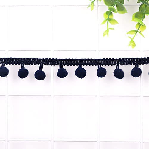 5 Yards 12mm Pompons Borte zum Basteln,Dekoband Mit Bommeln Bälle Pom Poms Fransenborte Zierband Dekoborte Nähzubehör für DIY Basteln Apparel Kleidung,Kostüme,Nähen,Dekoration,Navy blau