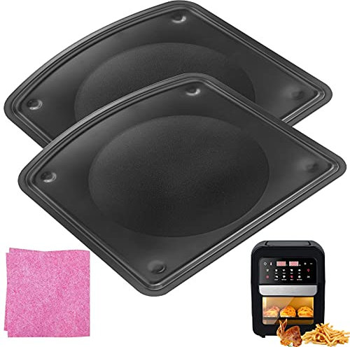 HQT 2PCS Air Fryer Drip Pan For Chefman Air Fryers, Premium Air Fryer Oil Drip Tray Replacement Parts Accessories for Ultrean and Aria Air Fryer, Nonstick, Dishwasher Safe