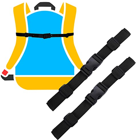 FUKPO 2 Stück Brustgurt Rucksack, Brustgurt für Rucksack Verstellbarer Strapazierfähiger, Schwarz Rucksackriemen mit Schnalle zum Jogging Wandern Universal Gurt für Außerhalb Schultasche Schulranzen