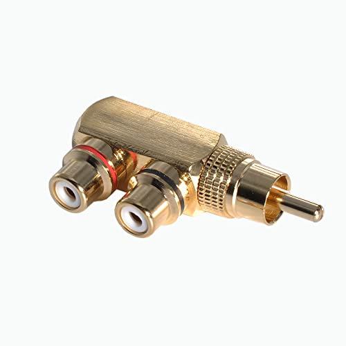 WLGQ Adaptateur RCA un mâle vers deux femelles, connecteur RCA mâle et femelle en laiton plaqué or, amplificateur audio multi-sources accès type F