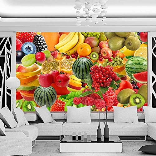REKKNA Wall Mural Photo Wallpaper Kitchen Fruit Shop 3D Wall Illusion,Decor Mural Wallpaper for Bedroom Adults Living Room Peel and Stick Wall Photo Removable Wall Art 250 x 175 cm (WxH)
