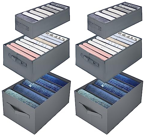 kiximay Kleiderschrank-Organizer 6 Stück, Aufbewahrungsbox-Schublade stapelbar, Faltbare Schubladen-Ordnungssystem, für Hosen, Kleidungen