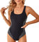 TcIFE Costume da Bagno, Sportivo Costume Intero Donna Tuta da Nuoto Un Pezzo Nero Atletico Racerback Costumi Interi Monokini, Nero Bianco, S