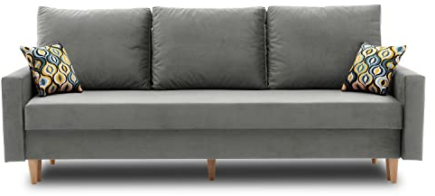 Schlafcouch ETNA PRO und Bettaksen - Modernes Design - Polyurenthanschaum T-30 + bonell (Holzfüße, Kronos 15)