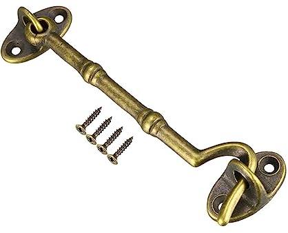 QUARKZMAN 4.1 Kabinen Haken x 1Stk Vintage Dekorativ Messing Haken Ösen Verriegelung mit Montage Schrauben für Tor Fenster Schiebetür [Bronze]