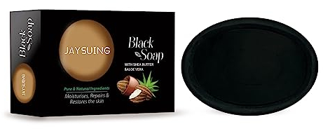 100g Natürliche Schwarze Gesichtsseife, Naturseife, Naturkosmetic Dusch Seife, Reiniger Körper Gesicht und Hand Shea Butter Männer Frauen, Naturseife für fettige und unreine Haut