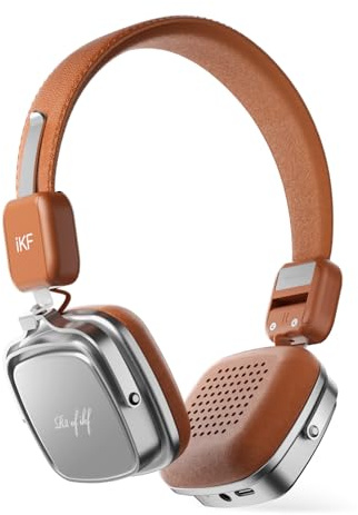 iKF R2 Retro Classic Bluetooth Headphones, Vintage Ergonomic Design | 35ms Low Latency, Vintage Wireless Ergonomic Design, 60H Playtime, Wired Mode, All-Day Comfort, Throwback 80s 90s, Brown