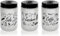 MECSAL CASALINGHI Set 3 Barattoli Contenitori, Tris Sale Zucchero Caffè, in Vetro Bianco Satinato, con Decorazioni