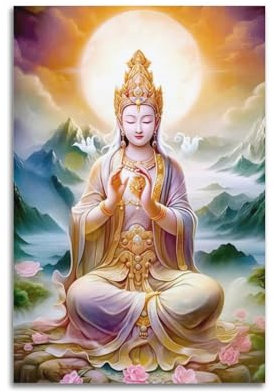 GEAD Buddha-Poster auf der Lotusblume Zazen 36, dekoratives Gemälde, Leinwand-Kunstbild, 30 x 45 cm