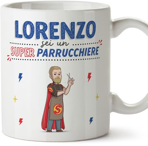 Mugffins Tazza Personalizzata in ceramica per PARRUCCHIERE uomo 11 oz / 350 ml - In italiano - Sei Super! - Idea regalo per compleanno, anniversario, natale, laurea