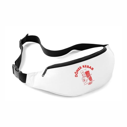 Döner Kebab Bauchtasche Gürteltasche lustiges Geschenk für Männer HipBag Tasche Beutel Reisetasche (Weiß)