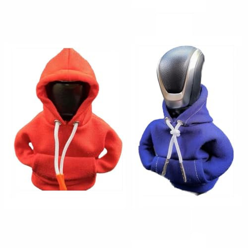 CULTP 2pcs Schaltknauf Hoodie Shifter für Audi Q5 80A 2017-2023,Funny Schalthebel Haube Abdeckungen Dekoratives Zubehör,A3-Orange Blue