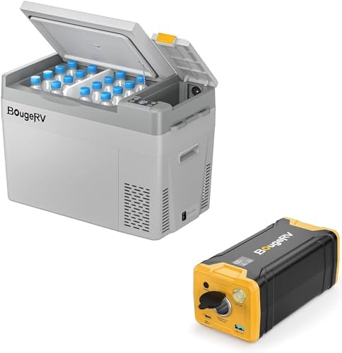 BougeRV CRPRO 29 Liter 12V/24V Kompressor Kühlbox (Grau) und 277Wh tragbare Powerstation für CRPRO Kühlbox