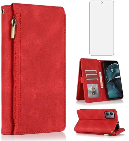 Asuwish CUSTODIA porta cellulare Moto G14 XKLLPT UK rosso