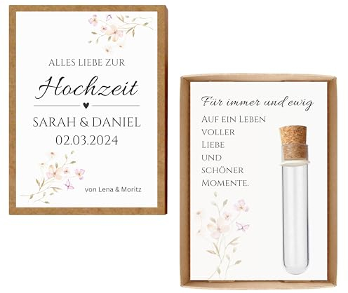 Personalisiertes Geldgeschenk zur Hochzeit Verpackung mit Namen & Datum + Karte