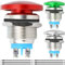 MKBKLLJY 3St. 16mm Pilzkopf Drucktaster Schalter Taster IP65 Wasserdicht DC 12V 3A AC 110V 5A SPST mit gewölbter Schraube und Klemme Drähte für Auto Boot LKW 3Farben(Rot/Grün/Sliver)