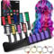 10 Stück Haarkreide für Mädchen Set,5 Haarseile,Haarkreide Kamm,Temporär Haarfarbe Kreide Kamm Auswaschbar,Instant Haartönung Hair für Party/Karneval/Halloween