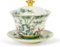 fanquare Chinese Gaiwan Red Plum Blossoms Green Bamboo Porcelain Sancai Tea Bowl with Lid Vintage Teacup Saucer Cover Set 200ML