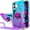 Silverback for iPhone 16 Case, Liquid Holographic Sparkly Glitter Case with Stand and Lanyard, Women Girls Bling Diamond Ring Shockproof Protective Cover for iPhone 16 6.1''- Purple