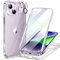 Miracase Glass Case for iPhone 14 Plus Case 6.7-Inch, Full Body Bumper Clear Back Cover and Built-in 9H Tempered Glass Screen Protector + Camera Lens Protector (Clear Glitter)