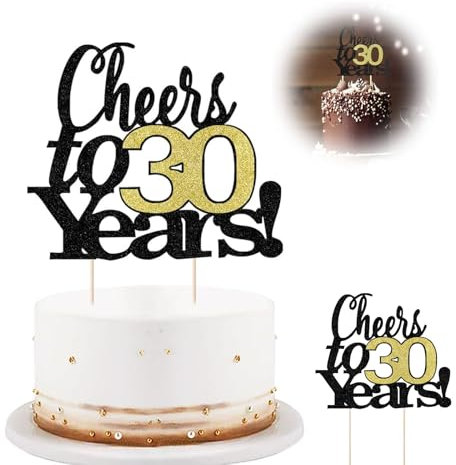 1 Stück 30 Tortendeko Geburtstag, Prost auf 30 Jahre Kuchendeckel, Cheers to 30 Years Hochzeit Jahrestag, 30. Geburtstag Tortendeko, Hochzeitstag Party Dekoration Zubehör