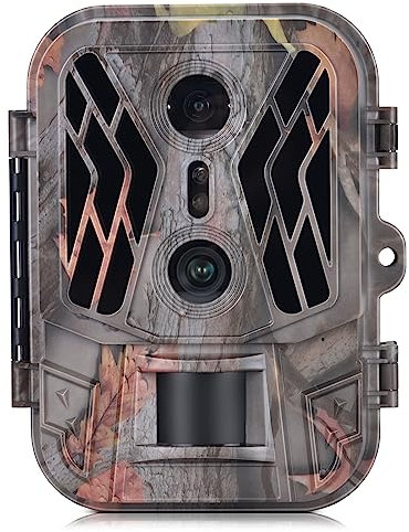 Dual Lens Trail Camera 36MP 4K Motion Activated Wildlife Hunting Camera No Glow Night Vision Wildlife Scouting Camera Farm Camera