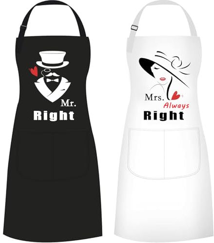 Schürze Mr and Mrs Verstellbare Lustige Schürze mit Taschen,Rückenschürze,Lustiges Pärchengeschenk für paar schürze,Geschenk zur Verlobung,Valentinstagsgeschenk,Vatertagsgeschenk,Muttertagsgeschenk