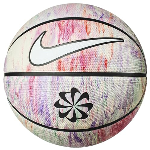 Nike Everyday Playground Basketball 8P Next Nature – Outdoor Basketball Ball – Robuster Street Basketball – Deflated geliefert, Multi/White/Black/White, 6