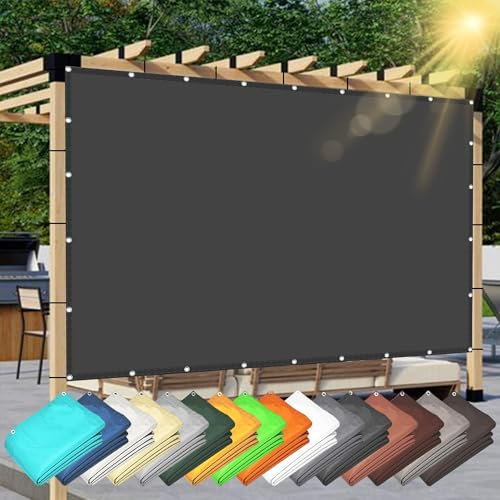 Filet d'ombrage Bache pour Pergola 3 x 6 m Imperméable UV Protection Polyester Voiles d'ombrage Tissu Oxford avec Oeillets et Cordons pour Extérieur/Terrasse/Jardin, Gris Foncé