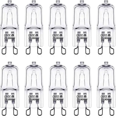 BrightWish G9 Halogen Bulb 40W 300°C Heat Tolerant Oven Light Bulb - Dimmable 2700K Warm White, 360°Beam Angle - Compatible with Ovens, Cookers & Wax Melt Lamp (10 Pack)