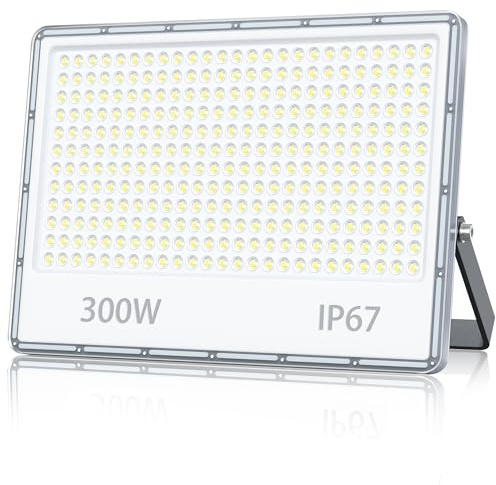 TOPAUBUB LED Fluter Strahler Außen 300W, Flutlichtstrahler LED Scheinwerfer 230V 30000LM 6500K Kaltweiß IP67 Aussenstrahler Wasserdicht für Garten/Hofbeleuchtung(1 Stücke)
