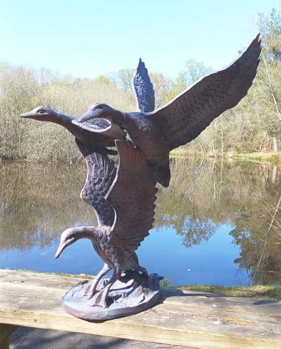 Inspirational Gifting Set of 3 Flying Ducks Garden Sculpture Ornament Decor - 104cm tall!