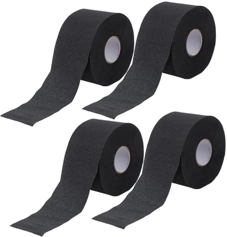 Nackenpapier für Friseursalon 4 Rollen aus Papier Schwarz | Einweg Design zum Schutz des Halses, für Barbershop und Haarschnitt zu Hause