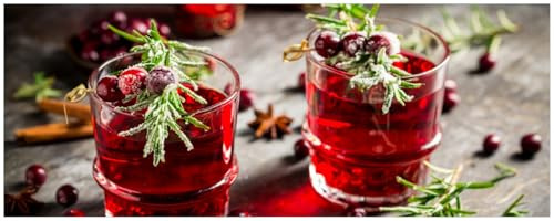 Wallario selbstklebendes Poster - Winterlicher Cranberry-Punsch mit Rosmarin, Aufkleber in Premiumqualität, Klebefolie Größe: 50 x 125 cm