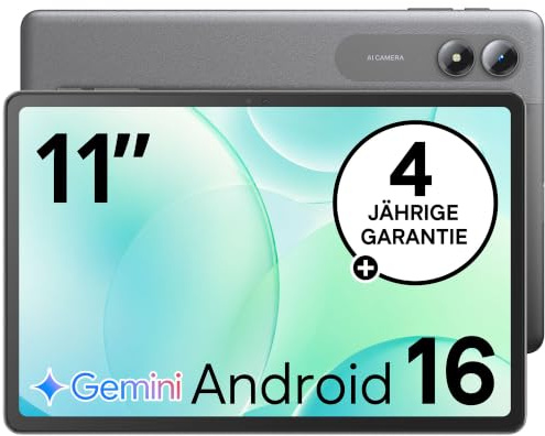 TABWEE 11 Zoll Tablet Android 16, 4 Jahre Garantie, 64GB ROM+4TB Tablet PC | 7000mAh Akku, Gemini AI 4.0, 5G WiFi, GPS, OTG, HD Touchscreen Tablet für Lernen, Streaming und Zuhause