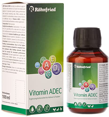 Röhnfried Vitamin ADEC 100 ml | Vitaminkonzentrat | Futterergänzungsmittel für die Vitaminversorgung von Hühnern, Tauben & Geflügel
