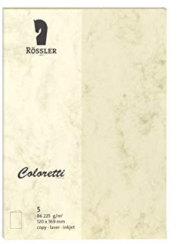 Rössler 220719506 - Coloretti Karten, 220 g/m², DIN B6 hd, chamois marmora, 5 Stück