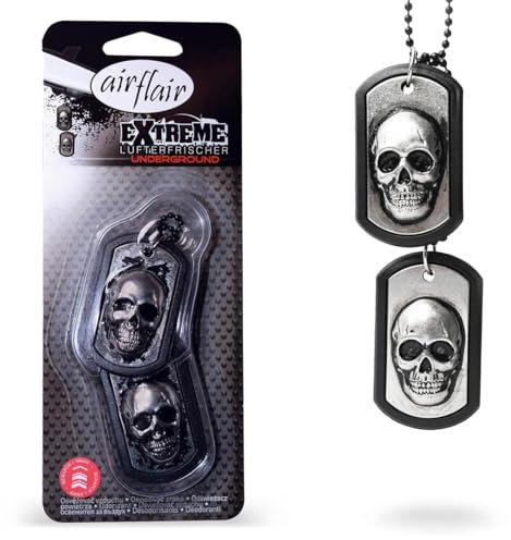 Airflair Lufterfrischer Dog Tags (Black Out) – Langanhaltender Auto Duft für den Rückspiegel – Auto Duft Innenraum mit angenehmem Dufterlebnis – Frischer Duftbaum Auto