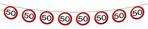 Traffic Sign 50th Banner 12m, Paper Banner with Traffic Stop signs with age. 12 metres long